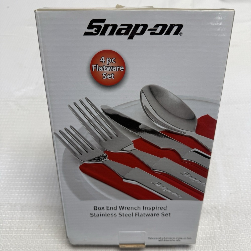 Snap on Box End Wrench 4 pc Flatware Set 18/0 Chrome Plated Silverware New Box